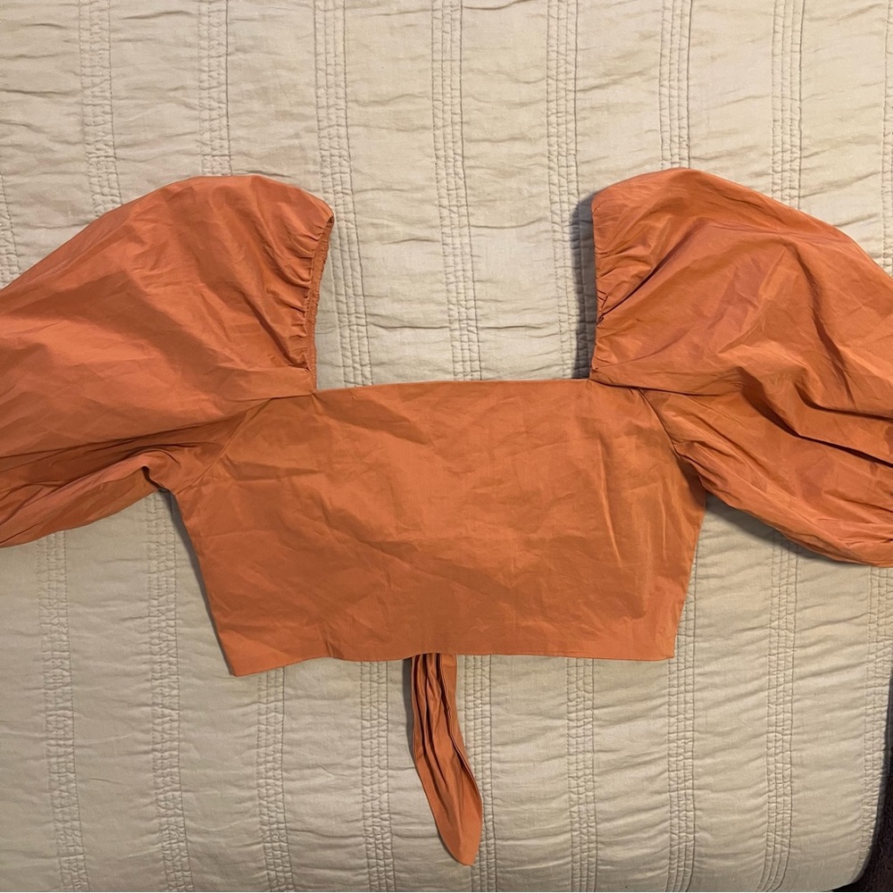 Olivaceous Terracotta Tie-Front Blouse - Picture 3 of 5
